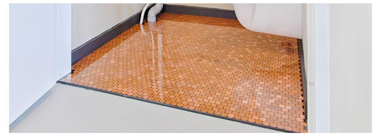 5 centen vloer met epoxy